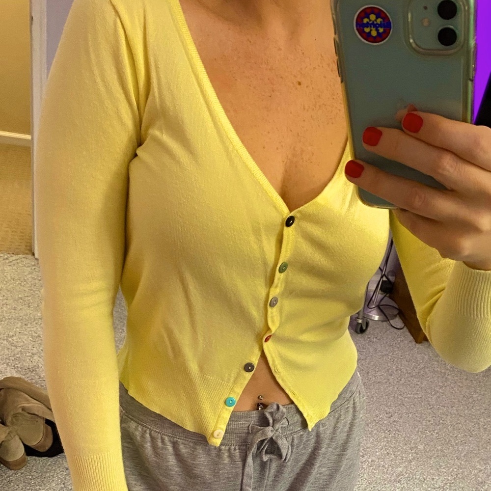 Yellow cardigan